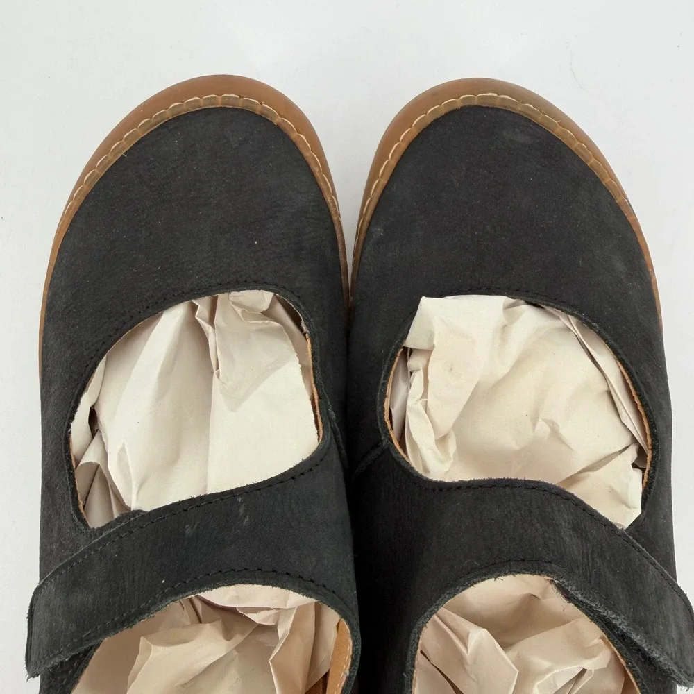 El Naturalista 5768 Black Nubuck Leather Mary Jane Flats Women Size 40